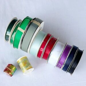 Vintage Ribbon Spools Lot of 13 Various Widths / Lengths